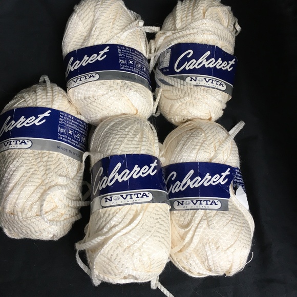Vtg 5 Balls Off White Navita Cabaret Ribbon Yarn 50 gm Each West Germany - Picture 1 of 3